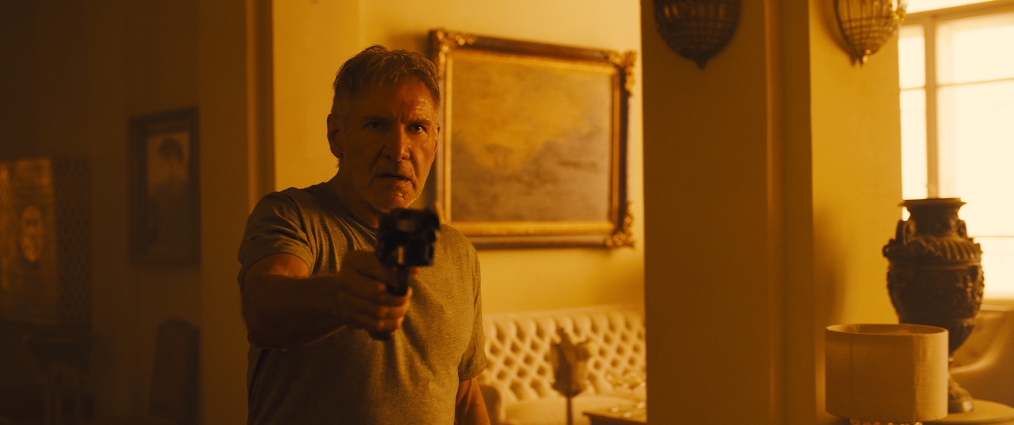 Harrison Ford in Blade Runner 2049 in association with Columbia Pictures, domestic distribution by Warner Bros. Pictures and international distribution by Sony Pictures Releasing International.